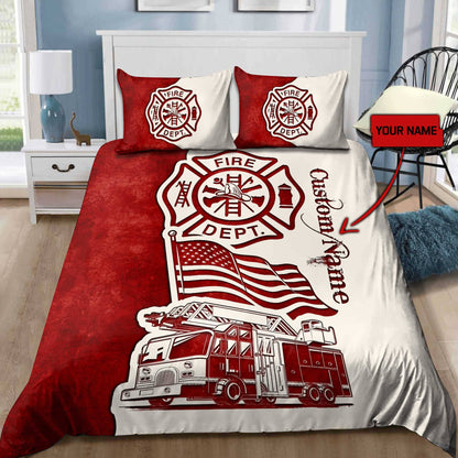 Customize Name Strong Firefighter Bedding Set