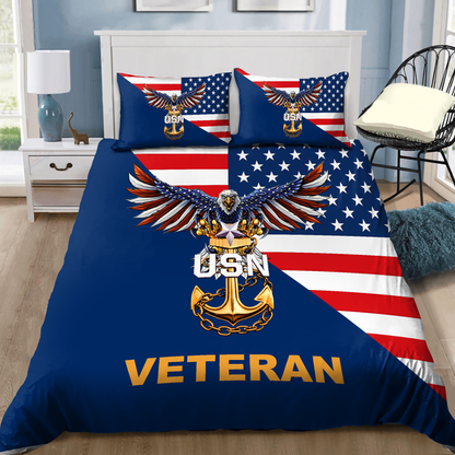 US Navy Veteran Eagle Bedding Set Proud Military