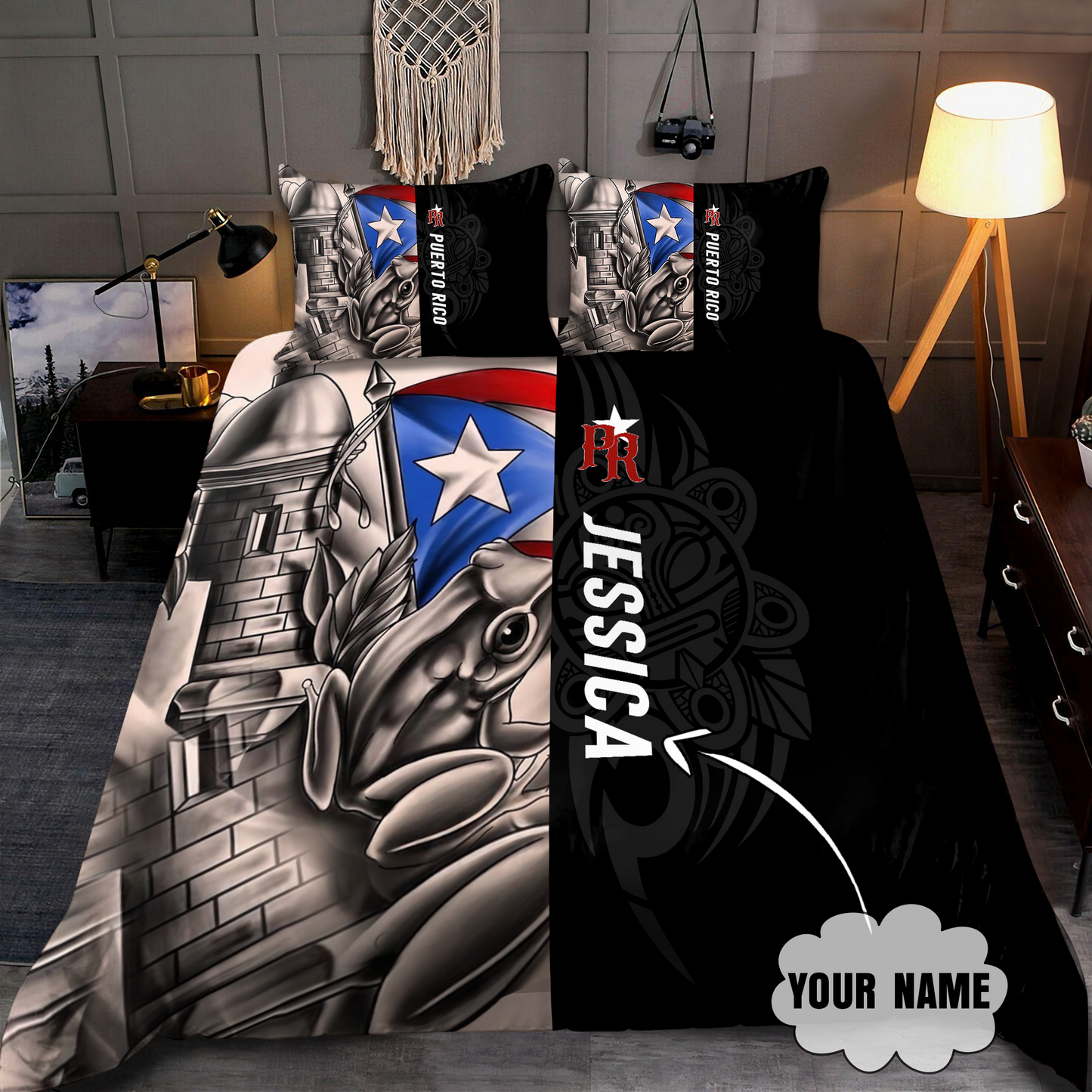 Customize Name Common Coquí Puerto Rico Bedding Set