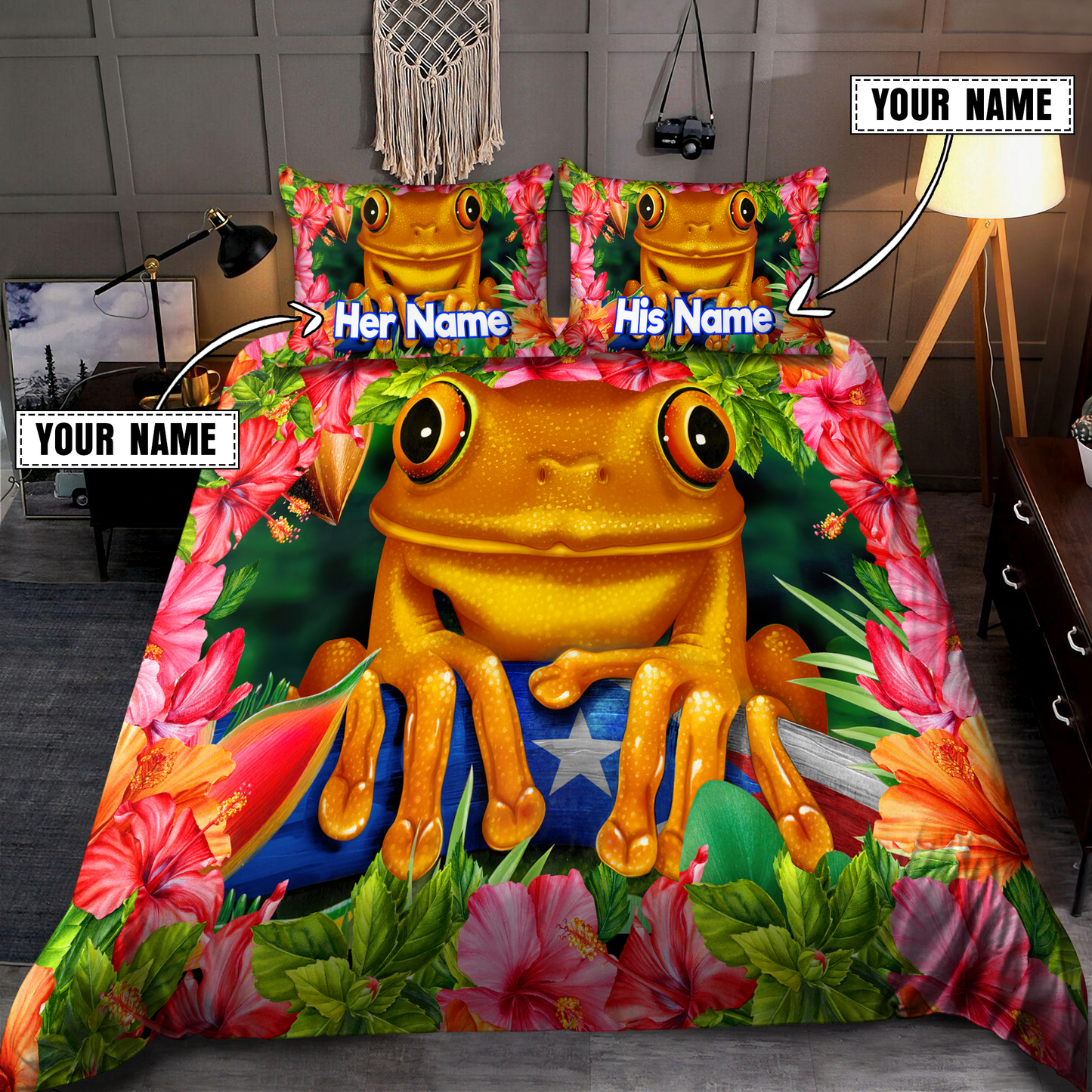 Customize Name Coqui Puerto Rico Bedding Set