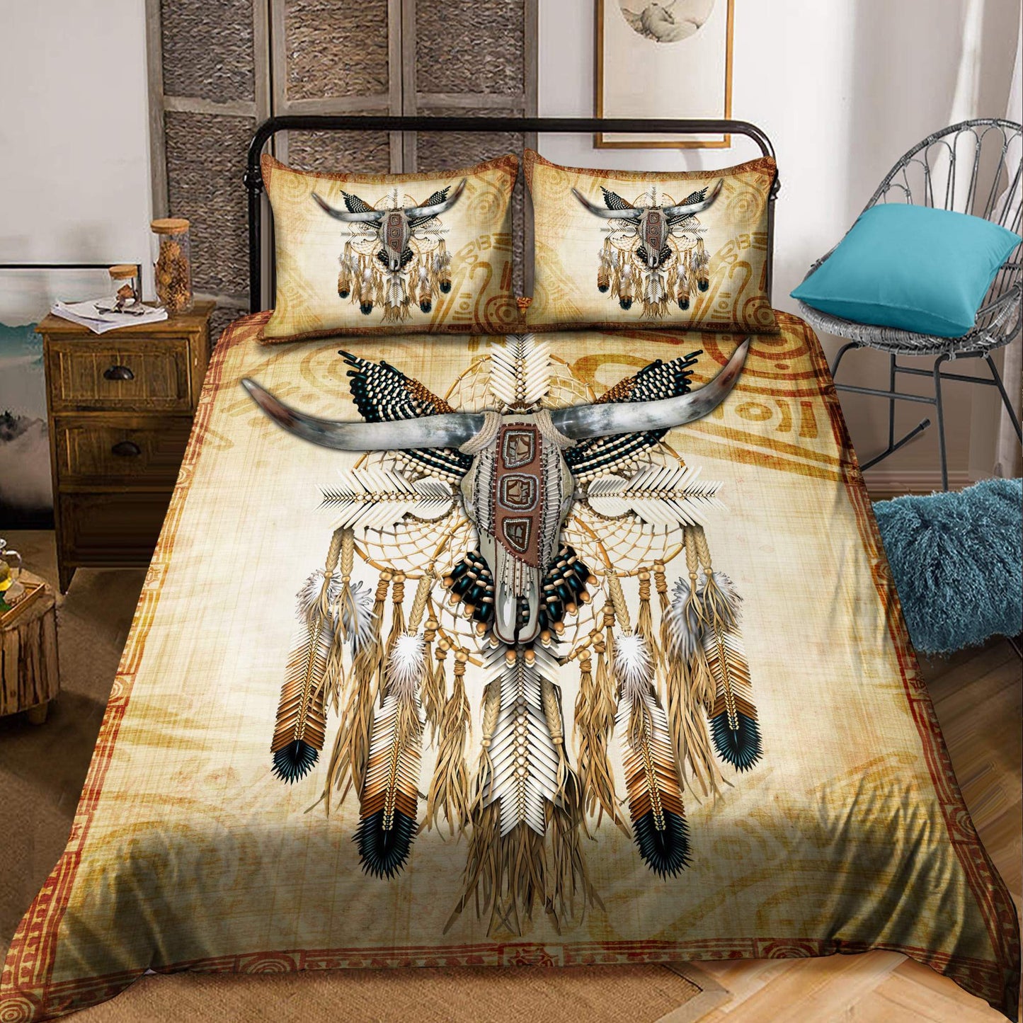 Native American Wolf 3D All Over Printed Bedding Set