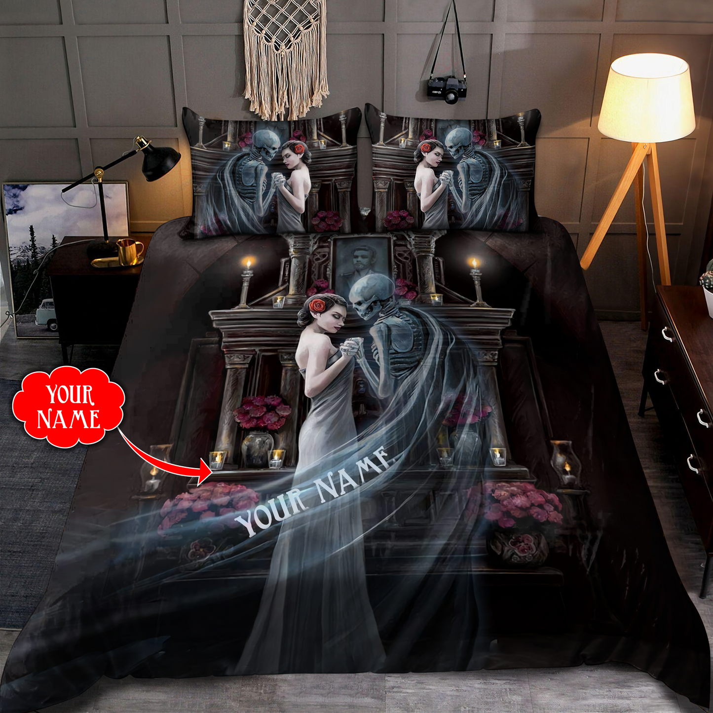 Customize Name Skull Bedding Set DQB08052103