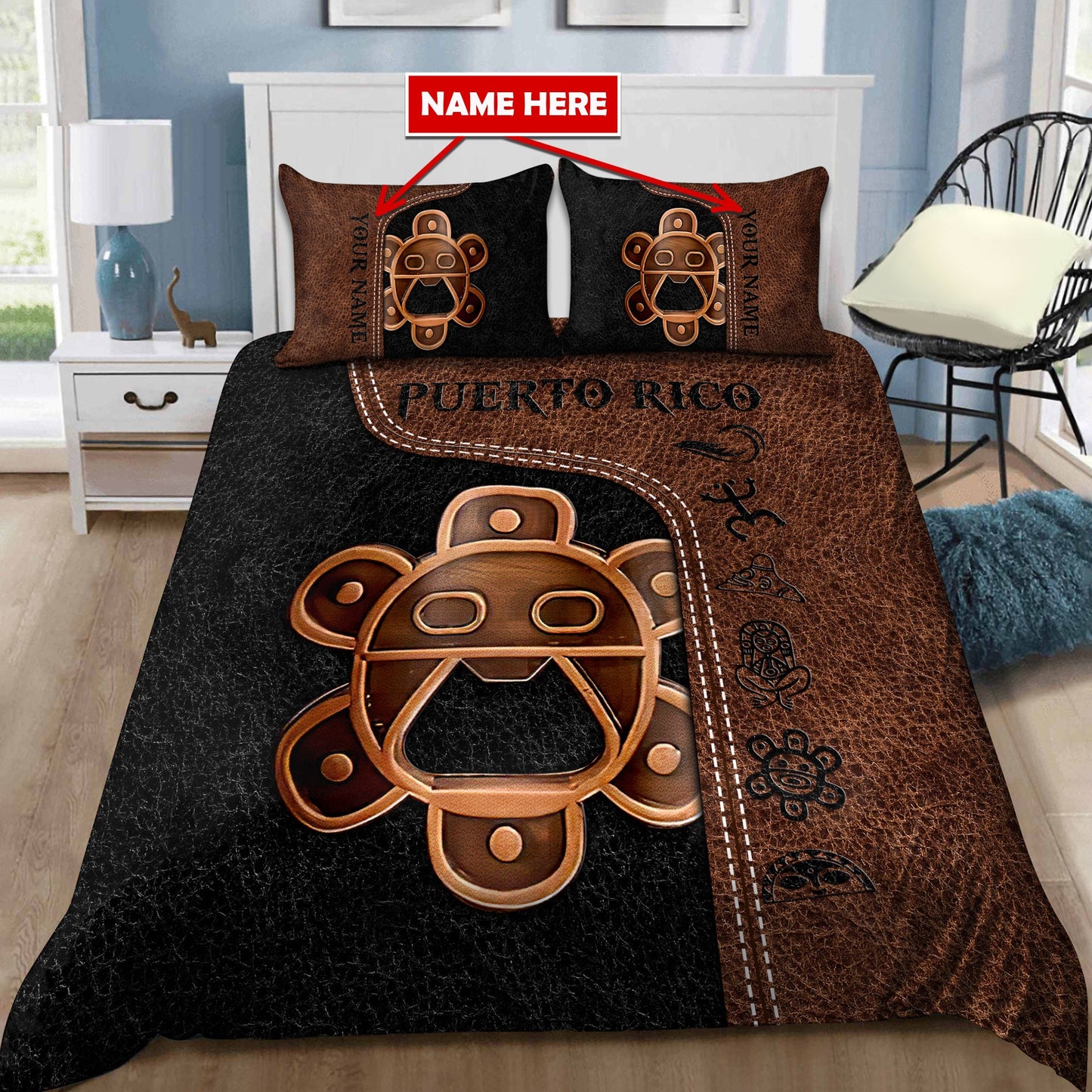 Customize Name Sol Taino Puerto Rico Bedding Set