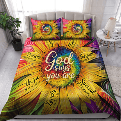 Jesus-Sunflower God Say You Are Bedding Set