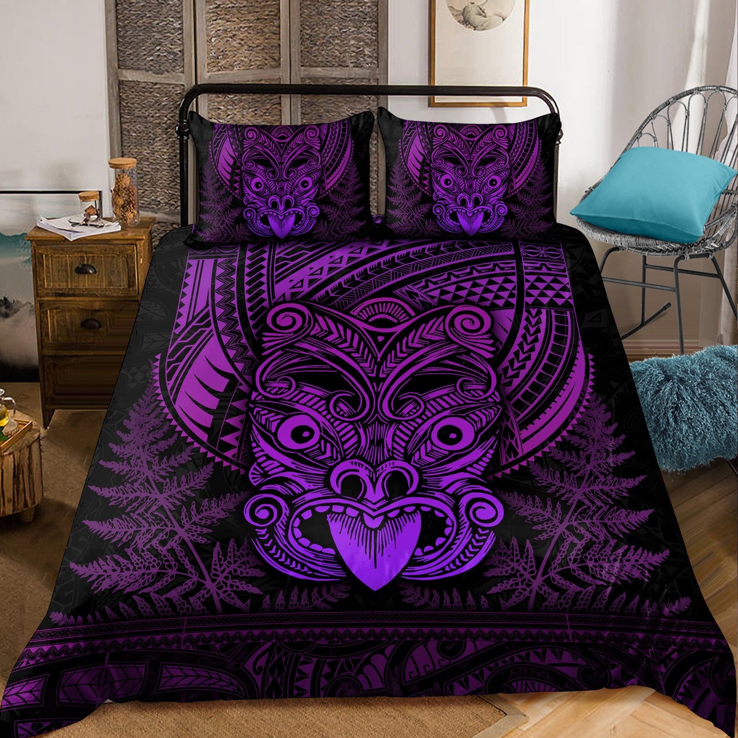 Maori Haka Dance Purple Bedding Set TN TNA15072101.S1