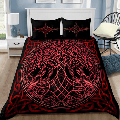 Premium Viking Gear Viking Bedding Set - Raven Yggdrasil