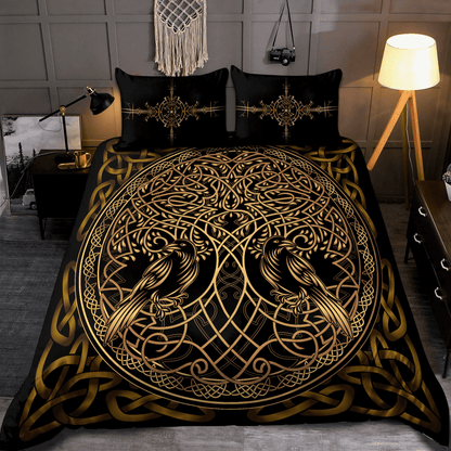 Premium Viking Gear Viking Bedding Set - Raven Yggdrasil