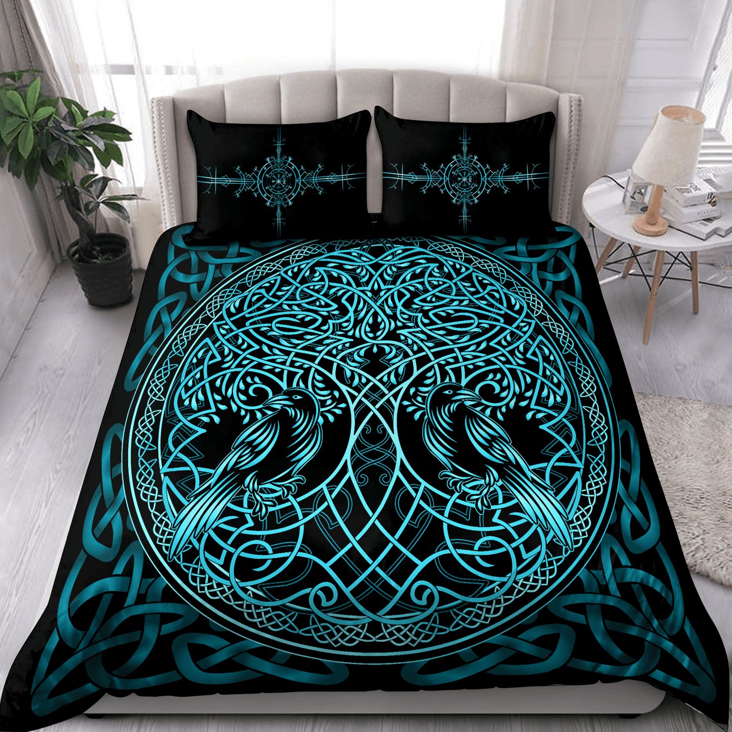 Premium Viking Gear Viking Bedding Set - Raven Yggdrasil