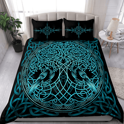 Premium Viking Gear Viking Bedding Set - Raven Yggdrasil