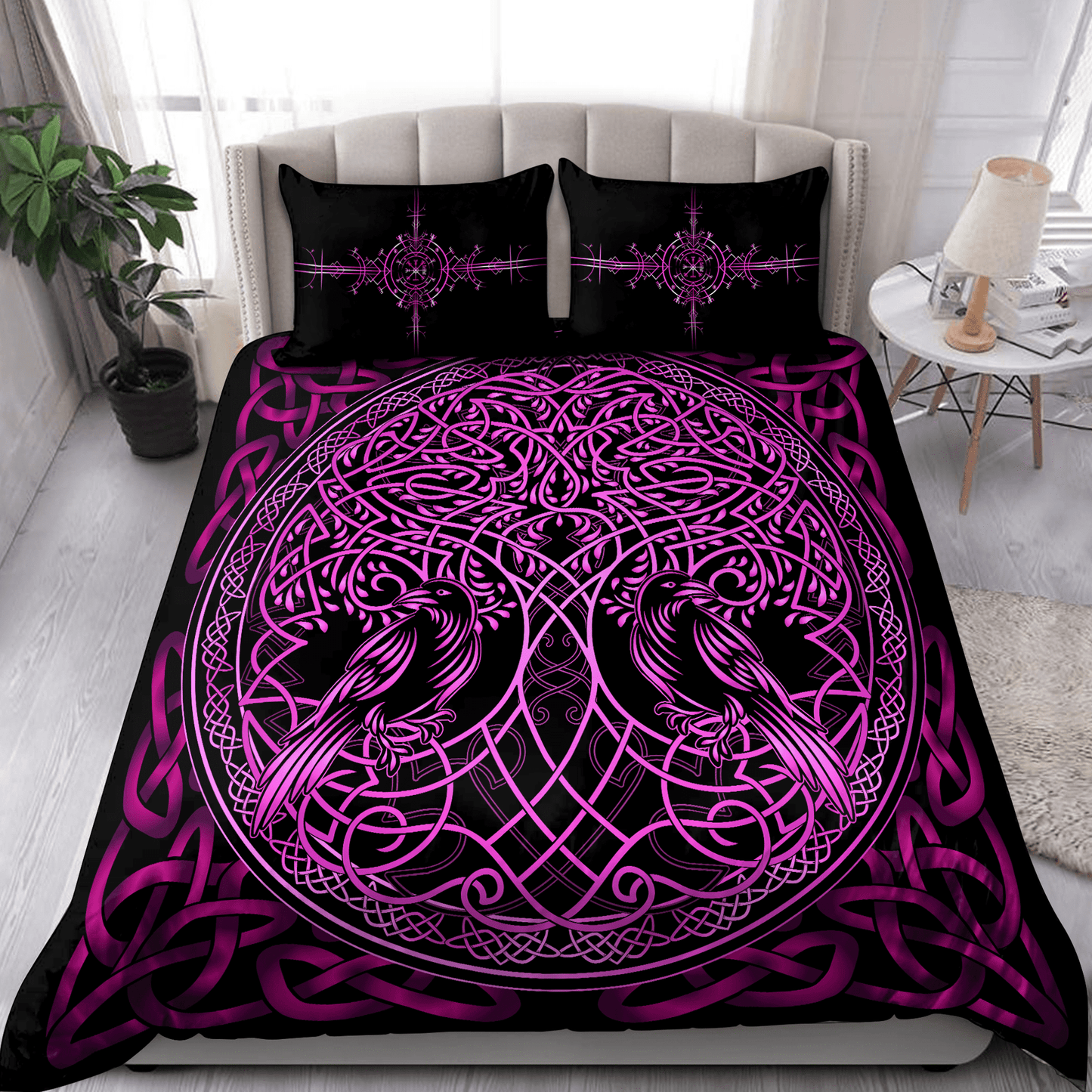 Premium Viking Gear Viking Bedding Set - Raven Yggdrasil