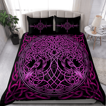 Premium Viking Gear Viking Bedding Set - Raven Yggdrasil