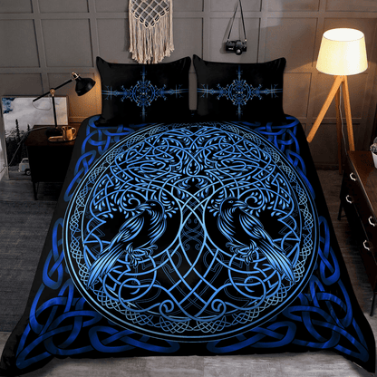 Premium Viking Gear Viking Bedding Set - Raven Yggdrasil