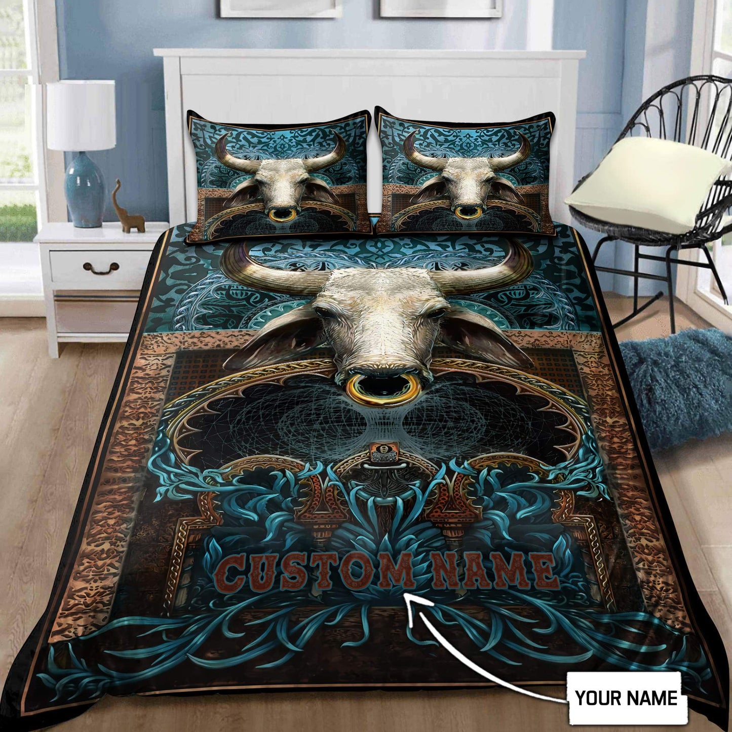 Personalized Name Rodeo Bedding Set Love Bull