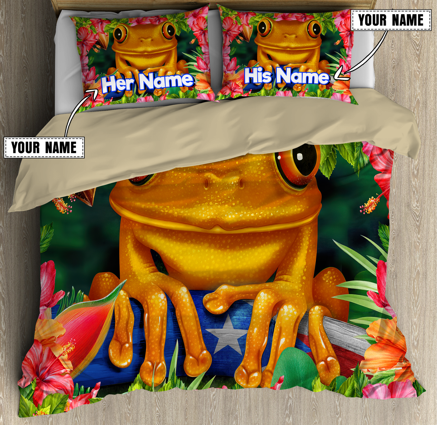 Customize Name Coqui Puerto Rico Bedding Set