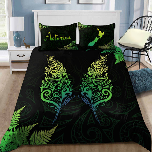 New Zealand Aotearoa Light Silver Fern Bedding Set ML