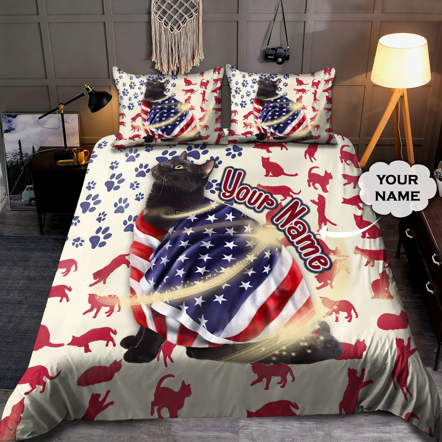 Customize Name Black Cat Bedding Set TNA15052103