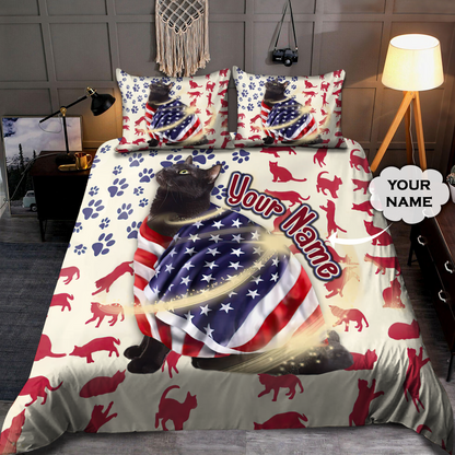 Customize Name Black Cat Bedding Set TNA15052103