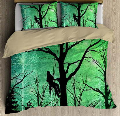 Premium All Over Printed Green Arborist Logger Lumberjack In Jesus Name I Work Bedding Set MEI