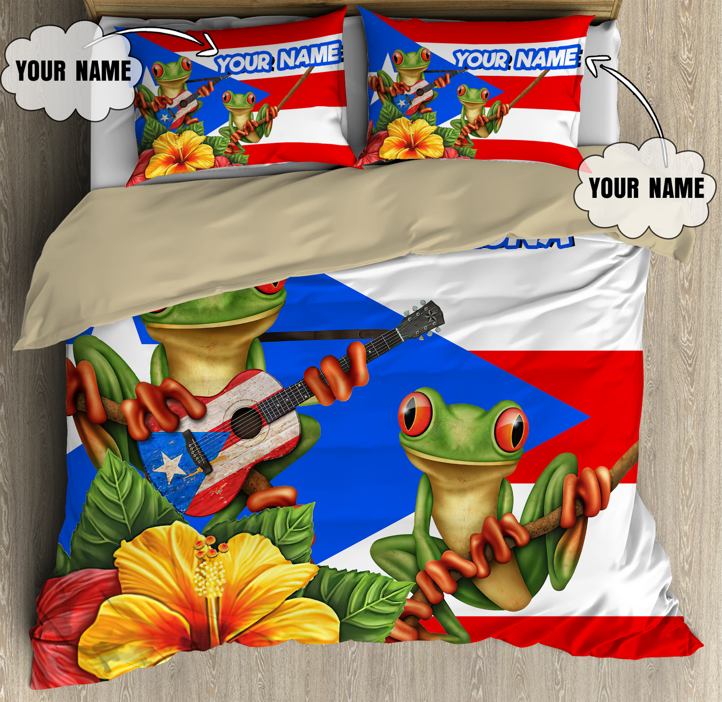 Customize Name Coqui Puerto Rico Bedding Set