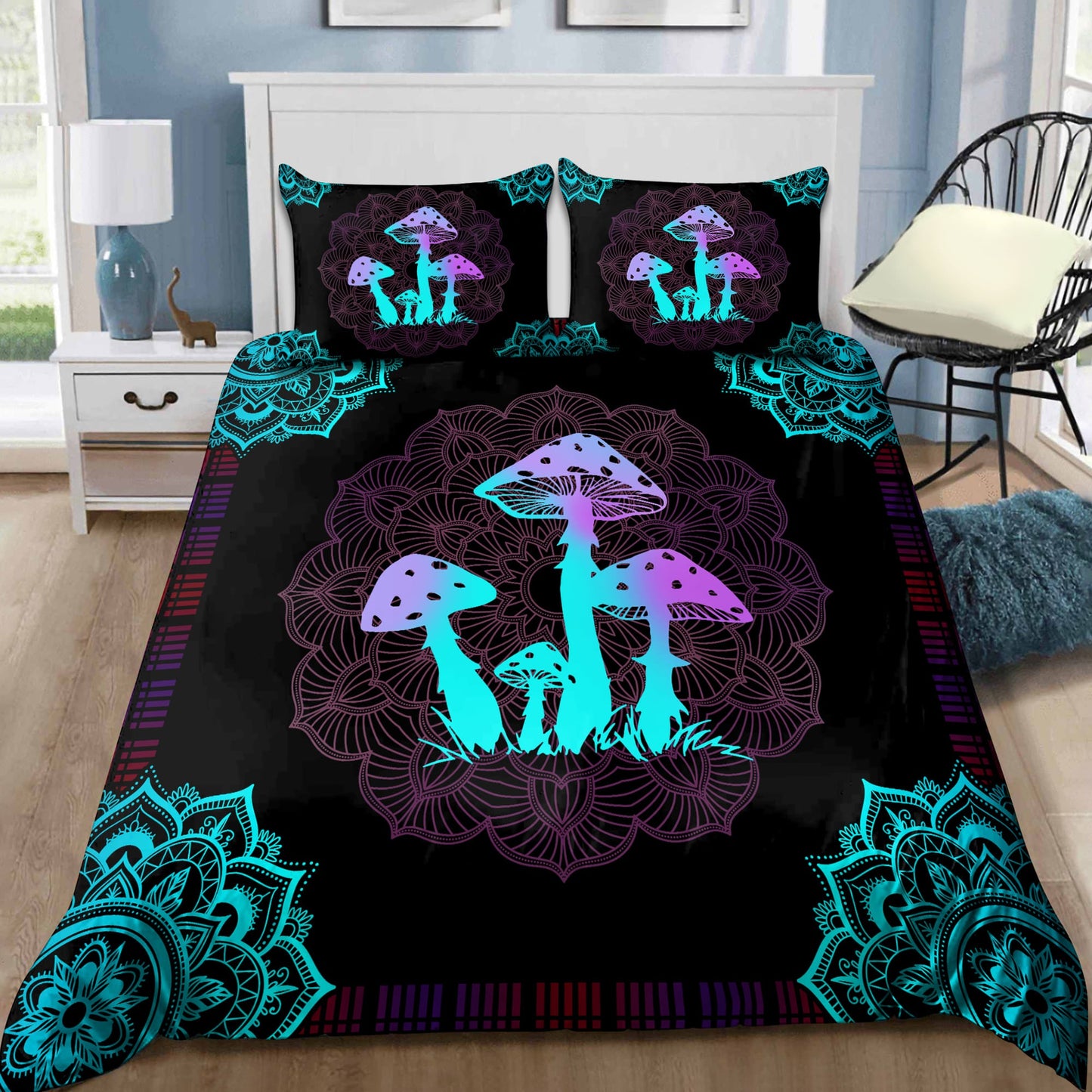 Hippie Mushroom 3D All Over Printed Bedding Set
