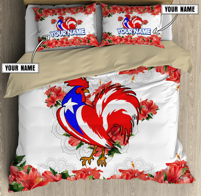 Customize Name Rooster Puerto Rico Bedding Set