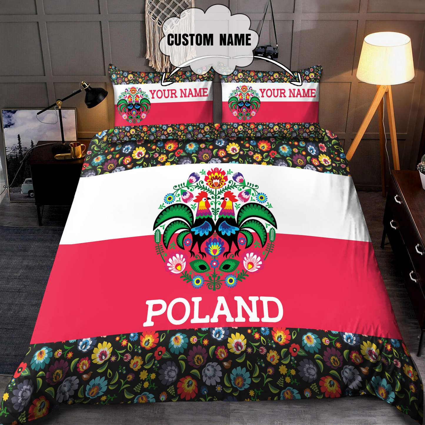 Customize Polska Wycinanki 3D all over printed bedding set