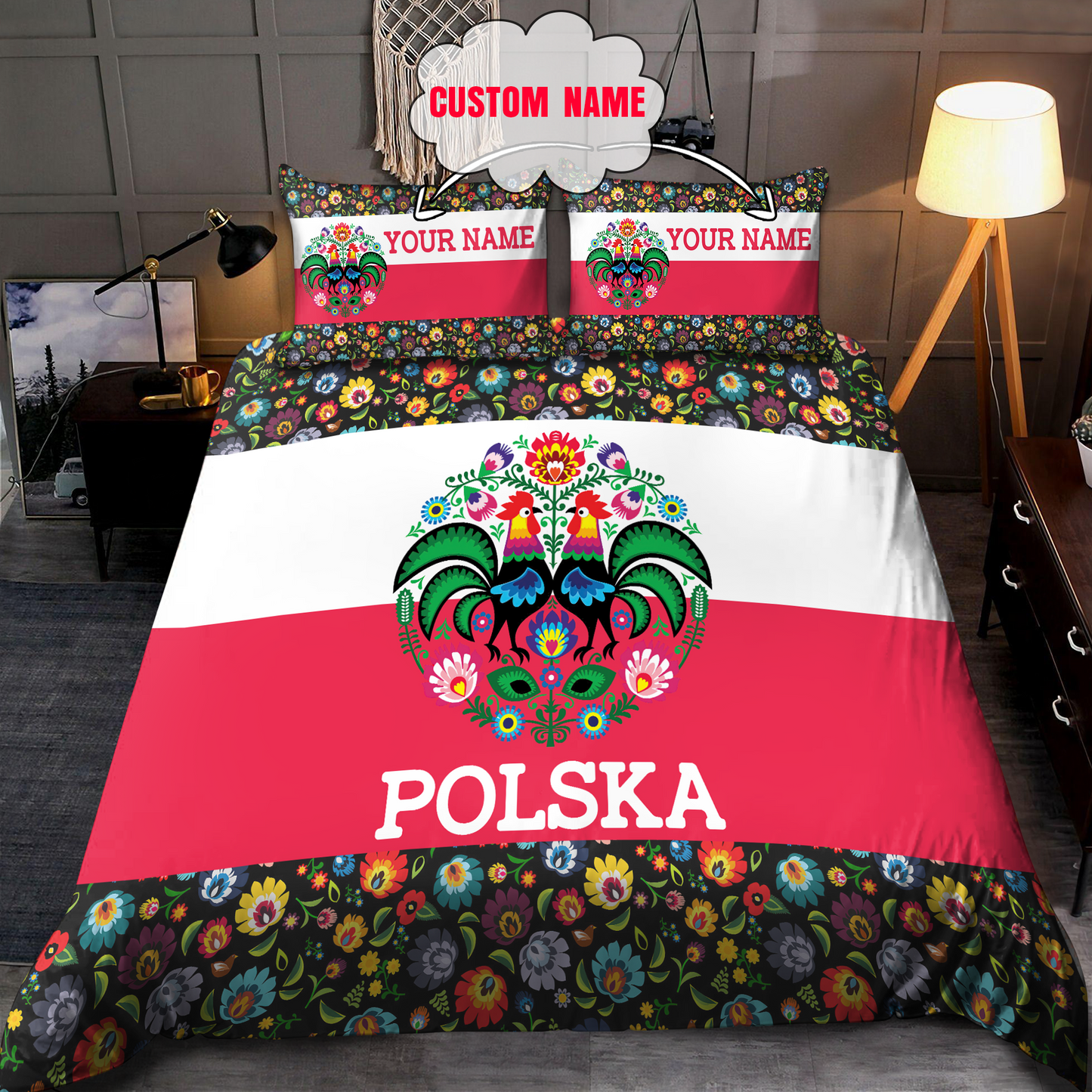 Customize Polska Wycinanki 3D all over printed bedding set