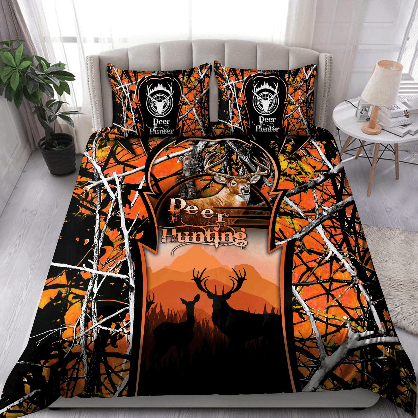Orange Deer Hunting Bedding Set No3