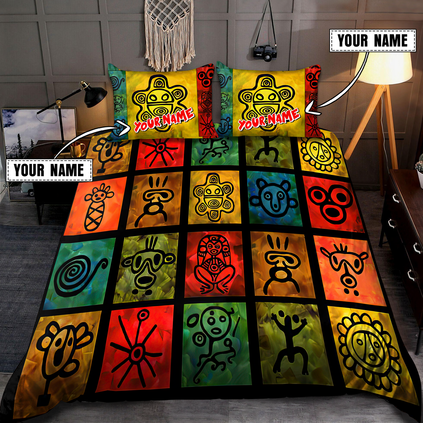 Customize Name Puerto Rico Symbols Bedding Set