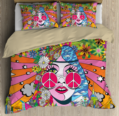The World Of Hippie Girl Bedding Set