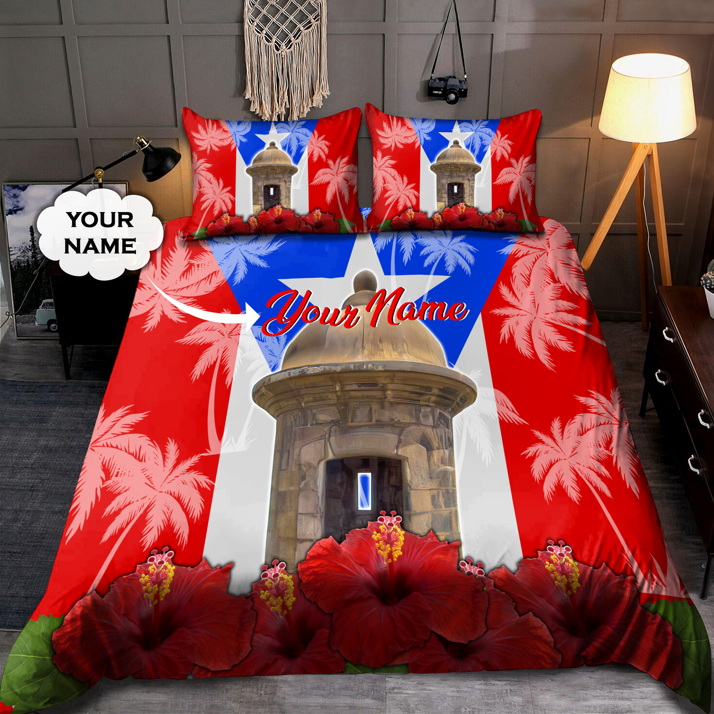 Customize Name Puerto Rico Bedding Set