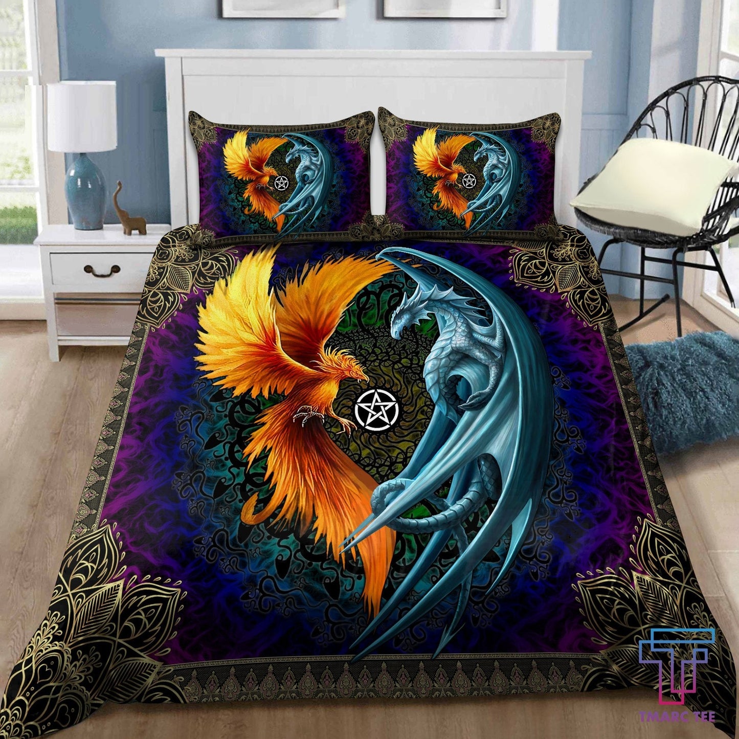 Dragon and Phoenix 3D All Over Printed Bedding Set NTN24062104