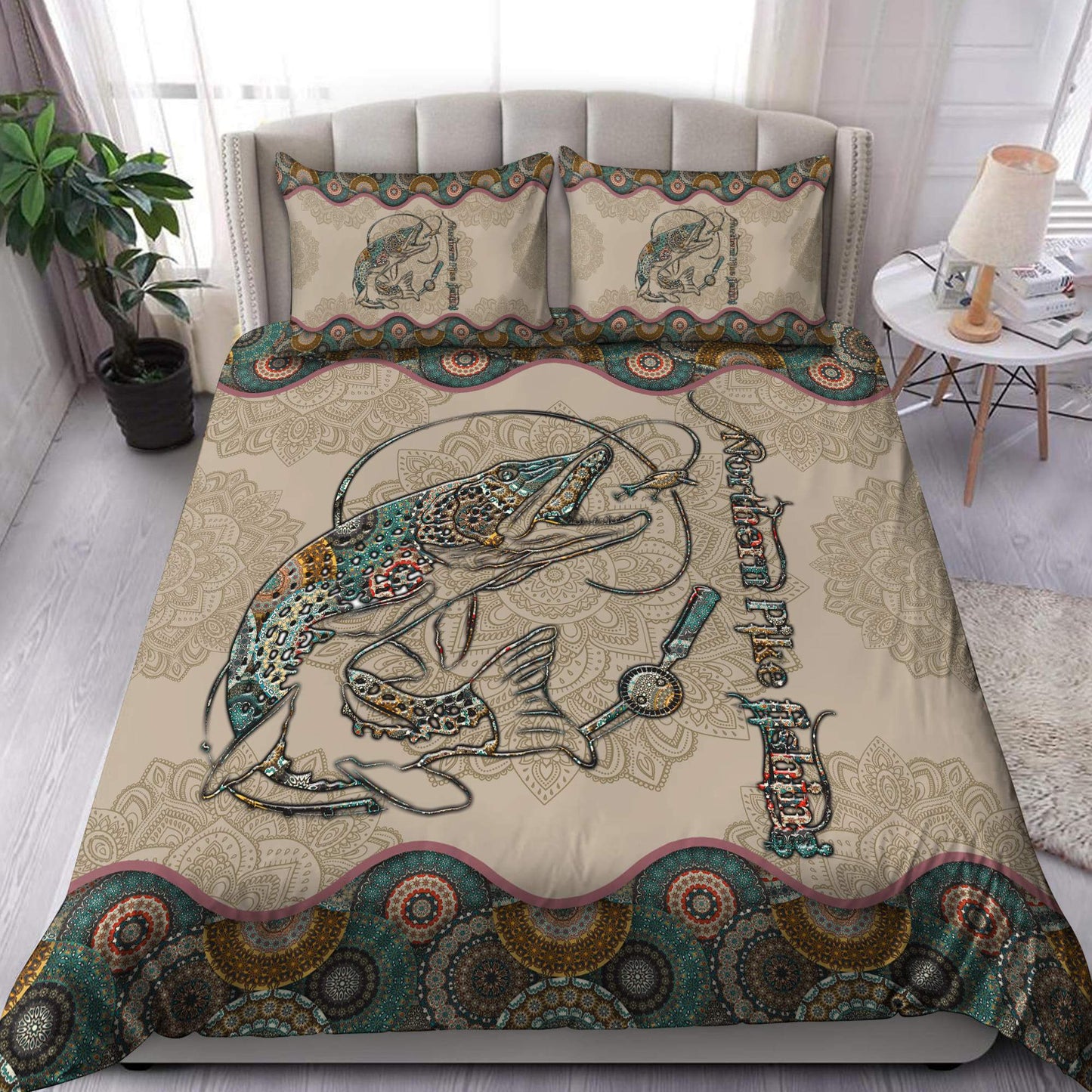 Northern Pike Fishing Mandala Vintage bedding set Pi26062104