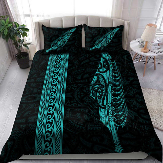 Maori Silver Fern Turquoise Aotearoa Bedding Set AM15072104.S2