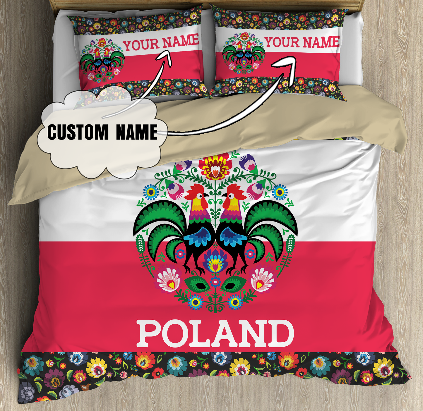 Customize Polska Wycinanki 3D all over printed bedding set