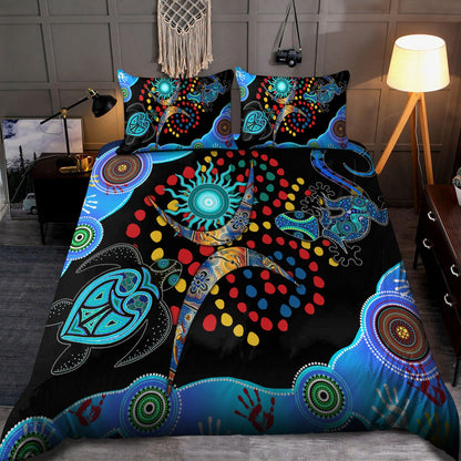 Aboriginal Naidoc Week 2021 Blue Turtle Lizard Bedding set