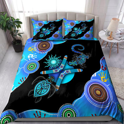 Aboriginal Naidoc Week 2021 Blue Turtle Lizard Bedding set