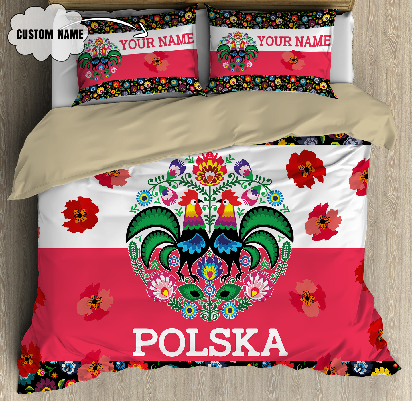 Customize Polska Wycinanki 3D all over printed bedding set
