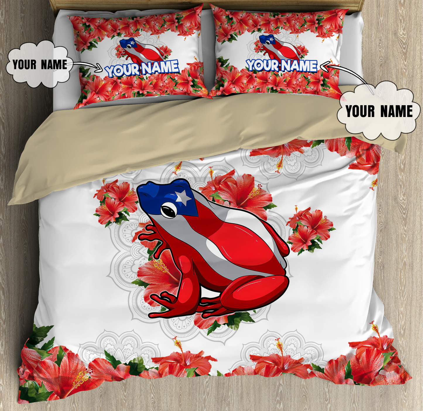 Customize Name Coqui Puerto Rico Bedding Set