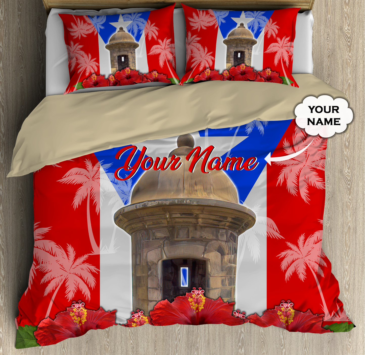 Customize Name Puerto Rico Bedding Set
