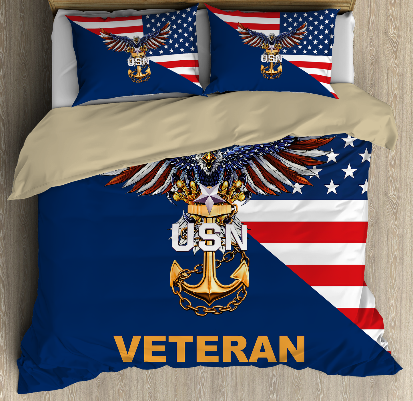 US Navy Veteran Eagle Bedding Set Proud Military