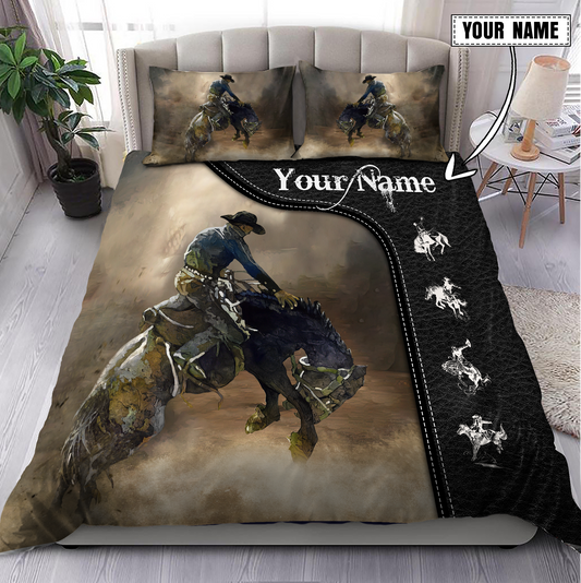 Personalized Name Rodeo Bedding Set Bronc Riding Ver 2