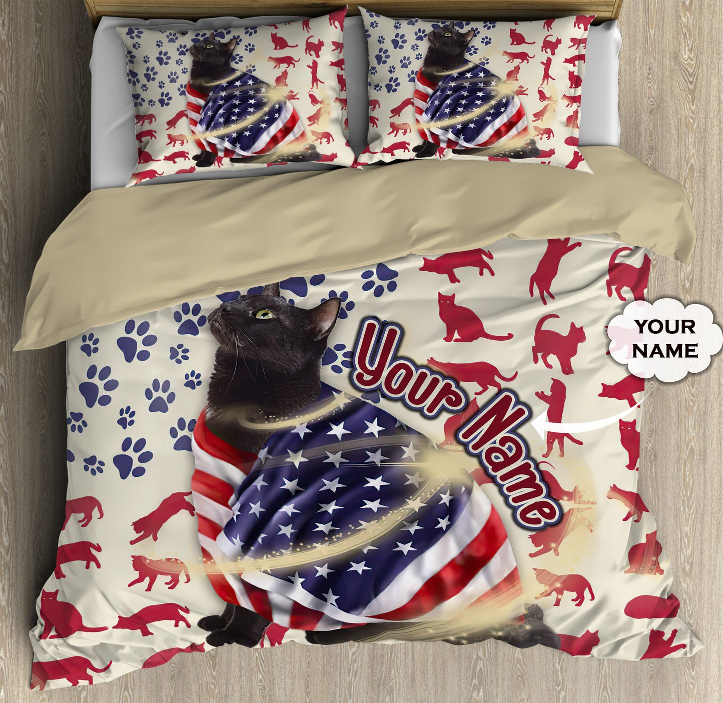 Customize Name Black Cat Bedding Set TNA15052103