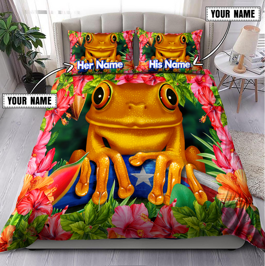 Customize Name Coqui Puerto Rico Bedding Set