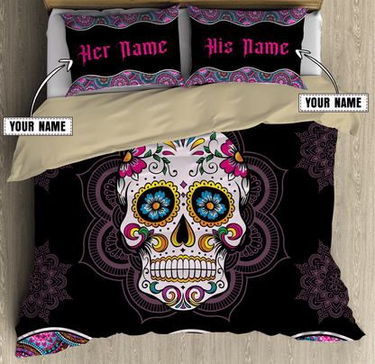 Customize Name Sugar Skull Bedding Set