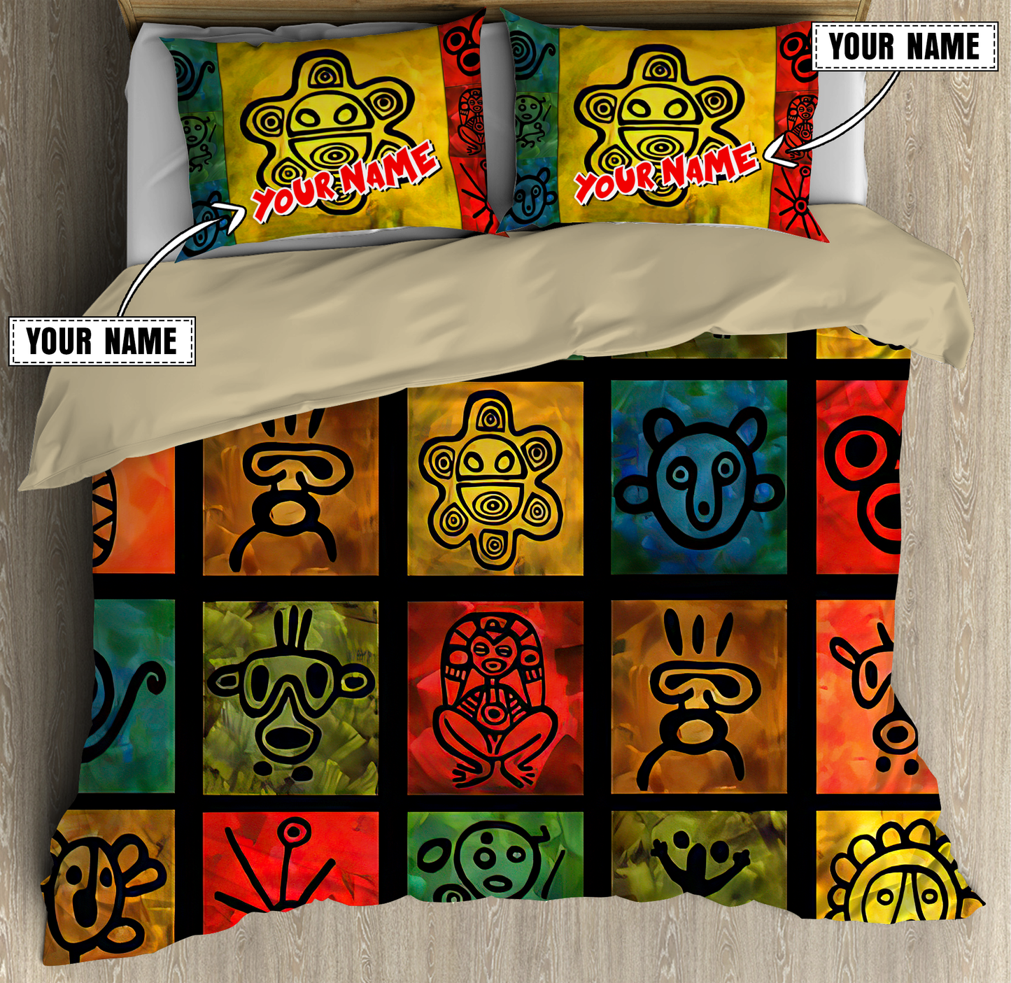 Customize Name Puerto Rico Symbols Bedding Set