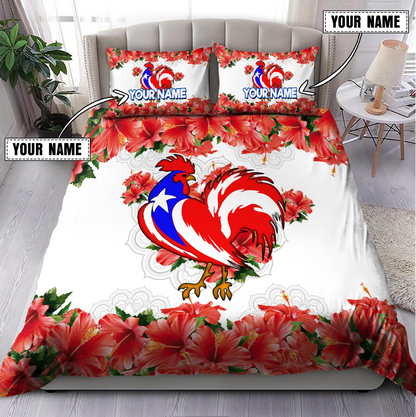 Customize Name Rooster Puerto Rico Bedding Set