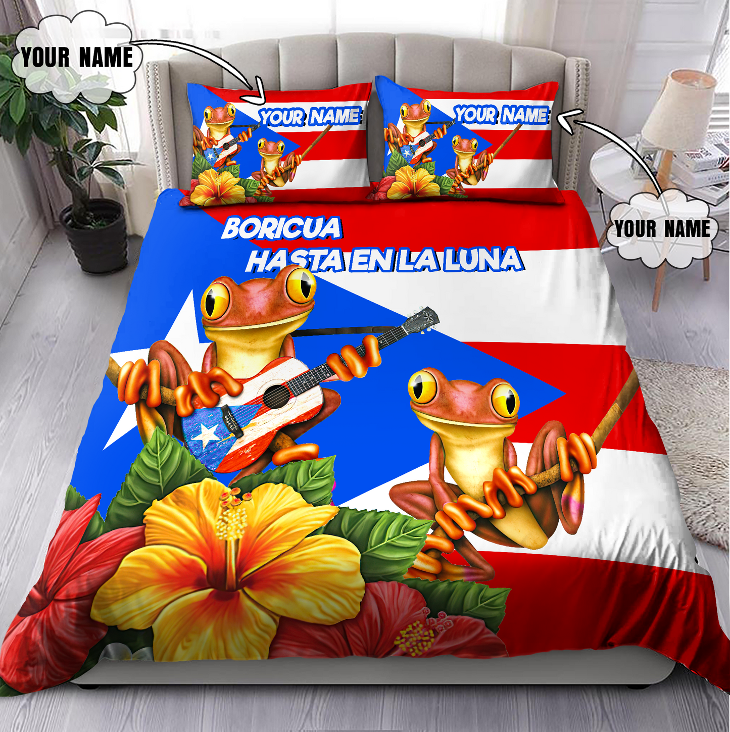 Customize Name Maga Coqui Puerto Rico Bedding Set