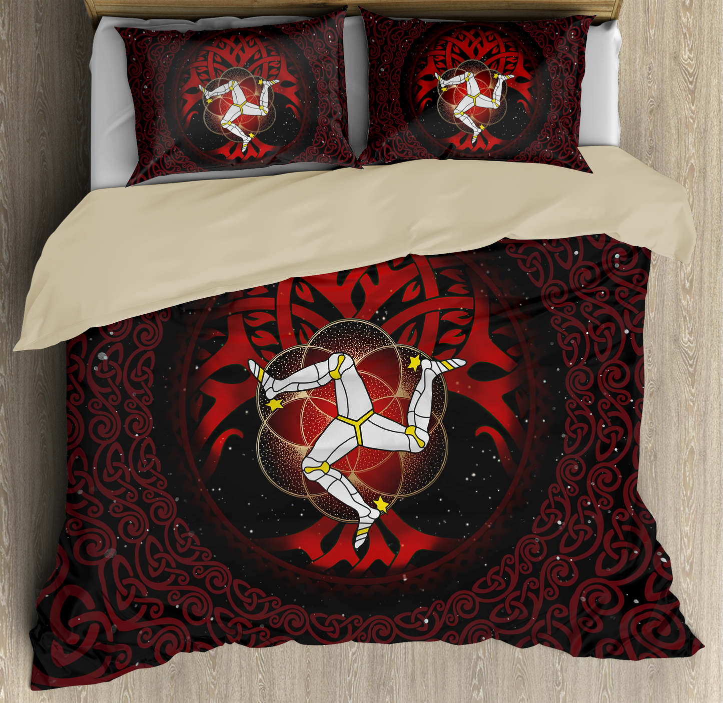 Celtic culture Triskelion Triple Red pattern 3D print Bedding Set