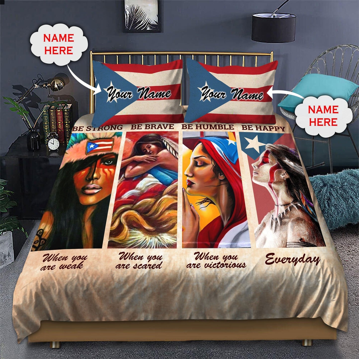 Customize Name Beautiful Girls Puerto Rico Bedding Set